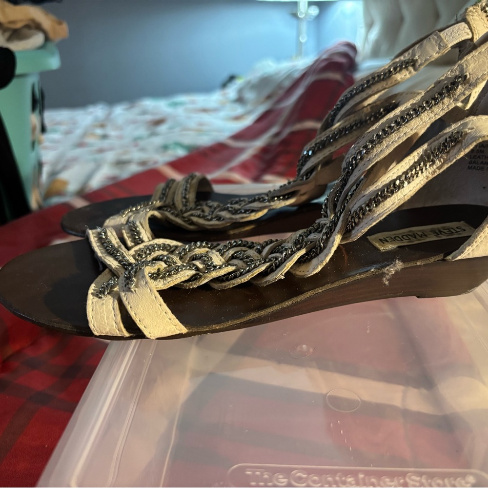 Steve Madden Braided White Sandals